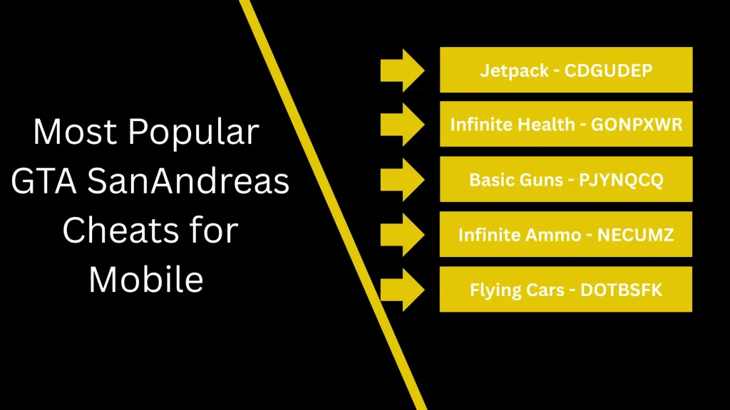 Most Popular GTA San Andreas Cheats for Mobile